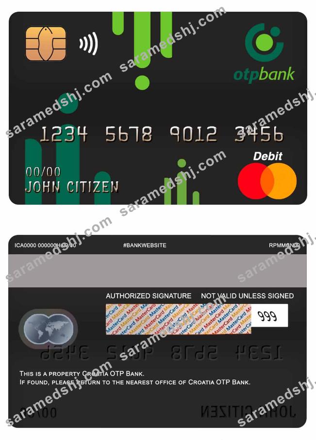 Croatia OTP bank master debit card